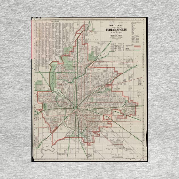 Vintage Map of Indianapolis Indiana (1921) by Bravuramedia